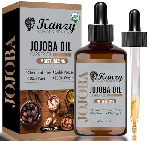 Kanzy Jojobaöl Bio Kaltgepresst 100% Rein Gold 50ml für Haut Haare Nägel Gesichtsöl Körperöl Vegan Hexanfreies Bio Jojoba öl Anti-Aging Anti-Falten Natürlich Intensivpflege Feuchtigkeitspflege