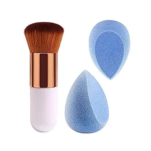 Ultra Soft 1 Foundation Makeup Brush,2 Pieces Makeup Sponge Blender Random Color (3 Items in the set)