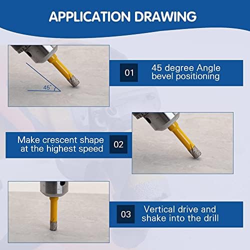 HIGHDRIL Dry Diamond Drill Bits,5pcs 6mm 1/4" with Hex Shank for Granite Marble Porcelain Tile Ceramic