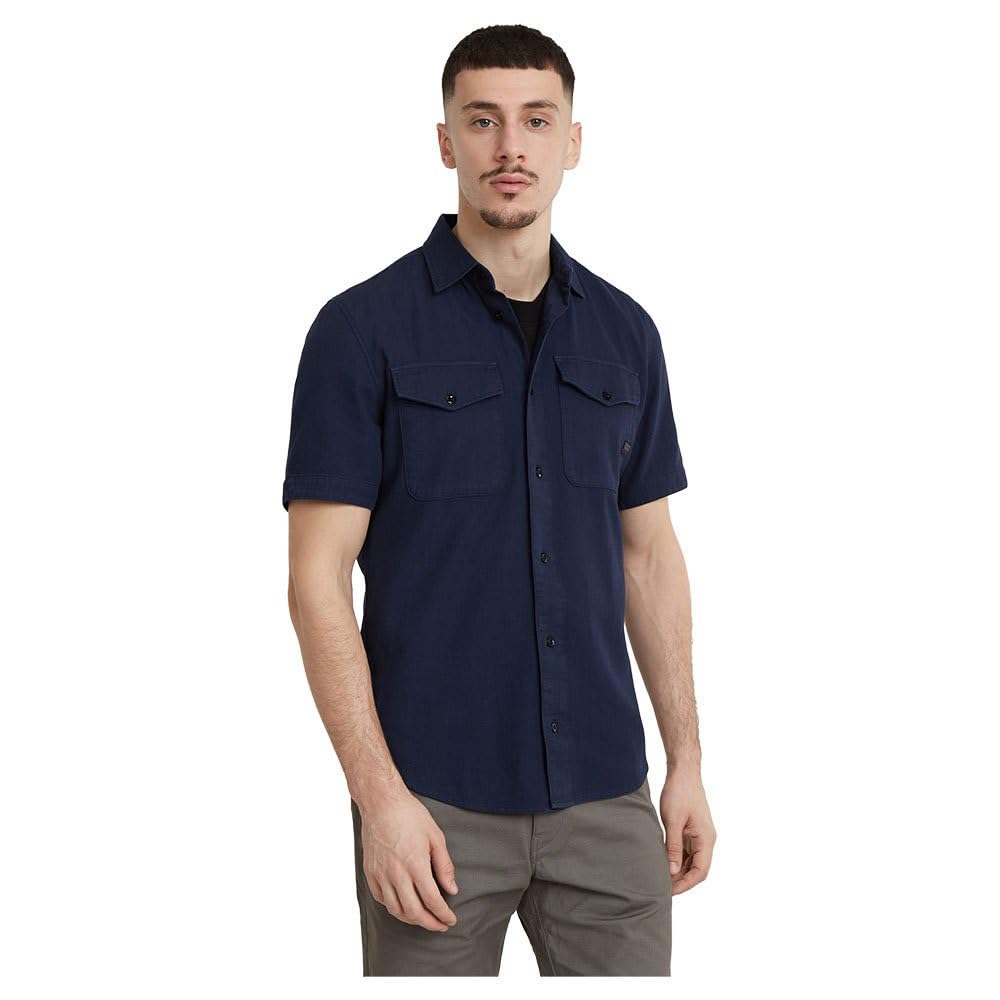 G-STAR Marine Slim Shirt, Maglietta Uomo, Blu (Sartho Blue Gd D19751-D454-B597), M-image
