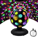Efecto de luz: luz de discoteca luz de fiesta le permite disfrutar de la alegría y la emoción que trae la luz. Esta está equipada con una luz de escenario giratoria de 360°, que puede generar una atmósfera de discoteca viva y dinámica cuando está encendida. Bola de discoteca de 21 cm. Las luces LED brillantes y deslumbrantes con gran distancia de iluminación pueden transformar fácilmente cualquier habitación en una escena de fiesta vibrante y alegre y así crear la mejor atmósfera
