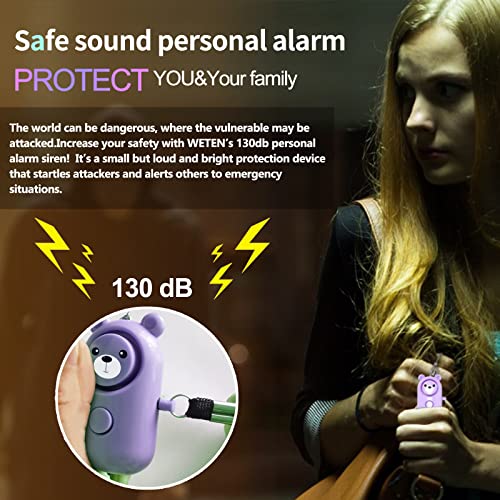 Personal Alarm Safe Sound for Women Kids Elders, 2 Pack Cute 130dB Loud Siren Safety Self-Defense with LED Light, Security Keychain Emergency Alert Alone (Blue+Purple) - Image 4