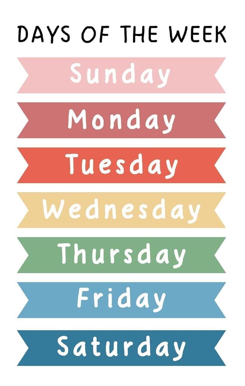 XGINERFEX Educational Days of the Week Poster - Monday Start Colorful Chart for Classroom Wall, Homeschool Supply for Teachers, Preschool & Kindergarten Learning Calendar(Framed,16x24inch(40x60cm))