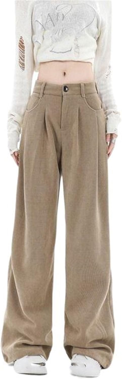 Autumn and Winter high-Waisted Wide-Leg Pants for Women, Loose Casual Straight Pants