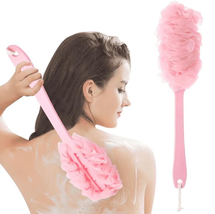 HOMSUN Back Scrubber for Shower, Loofah Sponge Brush Exfoliating Body, Long Handle Scrub Brush for Shower with Loofah on a Stick for Back Use, Bathing Accessories Body Brushes (Handle Puff, Set of 1)-picture-50
