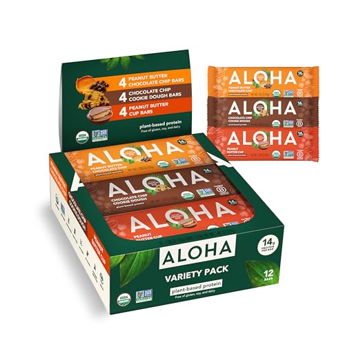 ALOHA Organic Plant Based Protein Bars - 3 Flavor Variety Pack - ...