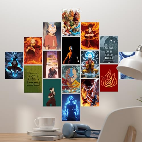Image of The Last Airbender Posters Set of 54 - 4x6 Inch Cartoon Wall Art Prints | Elemental Characters & Iconic Moments | Aesthetic Room Decor & Wall Collage Kit
