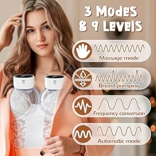 Hands Free Breast Pump Wearable MY-376 - Strong Suction & Low Noise Wearable Breastfeeding Pump with 3 Mode &9 Levels, Portable Electric Breast Pump - 24mm Flange, 2 Pack (White)