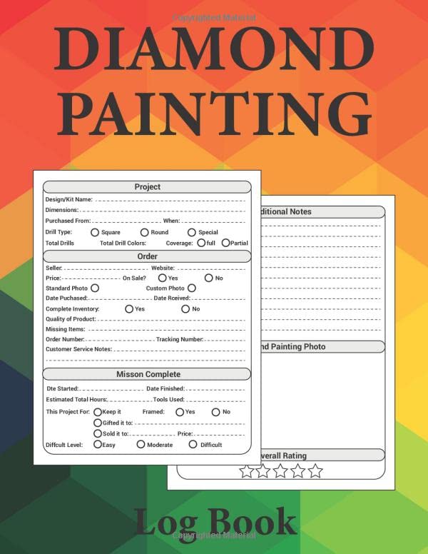 Independently published Diamond Painting Log Book: An Essential DMC Color Chart Theme Cute Efficient Inventory Log, Organizer Notebook to Track DP Art Projects
