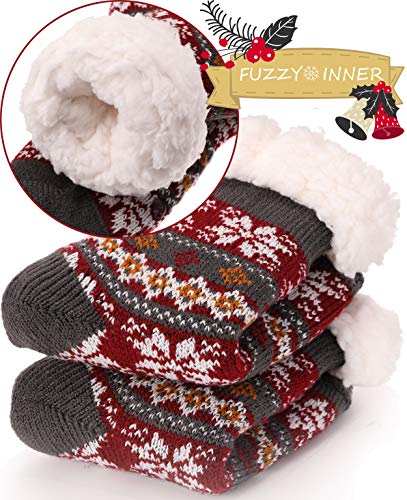 Image of MOGGEI Girls Slipper Fuzzy Socks Kids Boys Fluffy Fleece Lined Warm Plush Sherpa Winter Child Home Socks