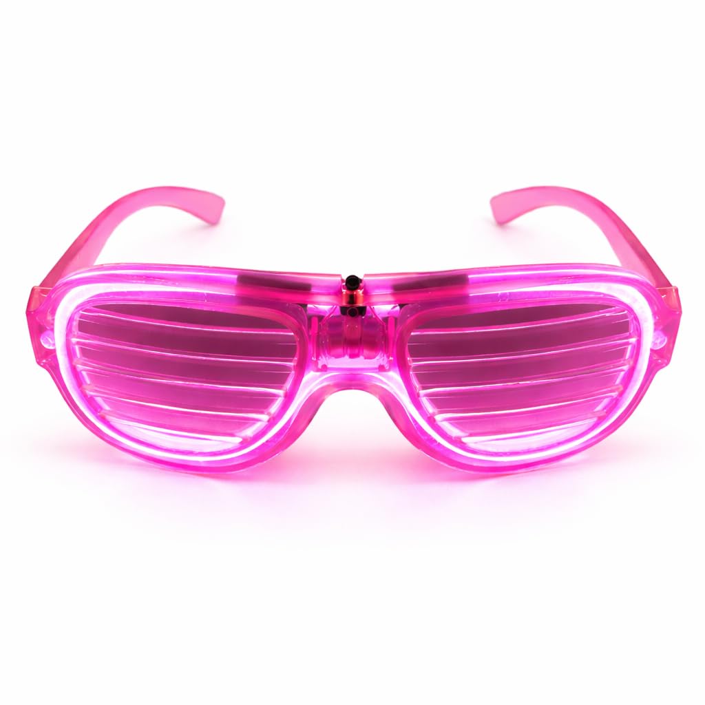 Fun Affairs 3 Mode Light Up Glasses Flashing Led Sunglasses Shutter Shades Cool Sunglasses Glow in dark Party for Adults Teens, Adults Birthday Fun 1 Pc, Pink