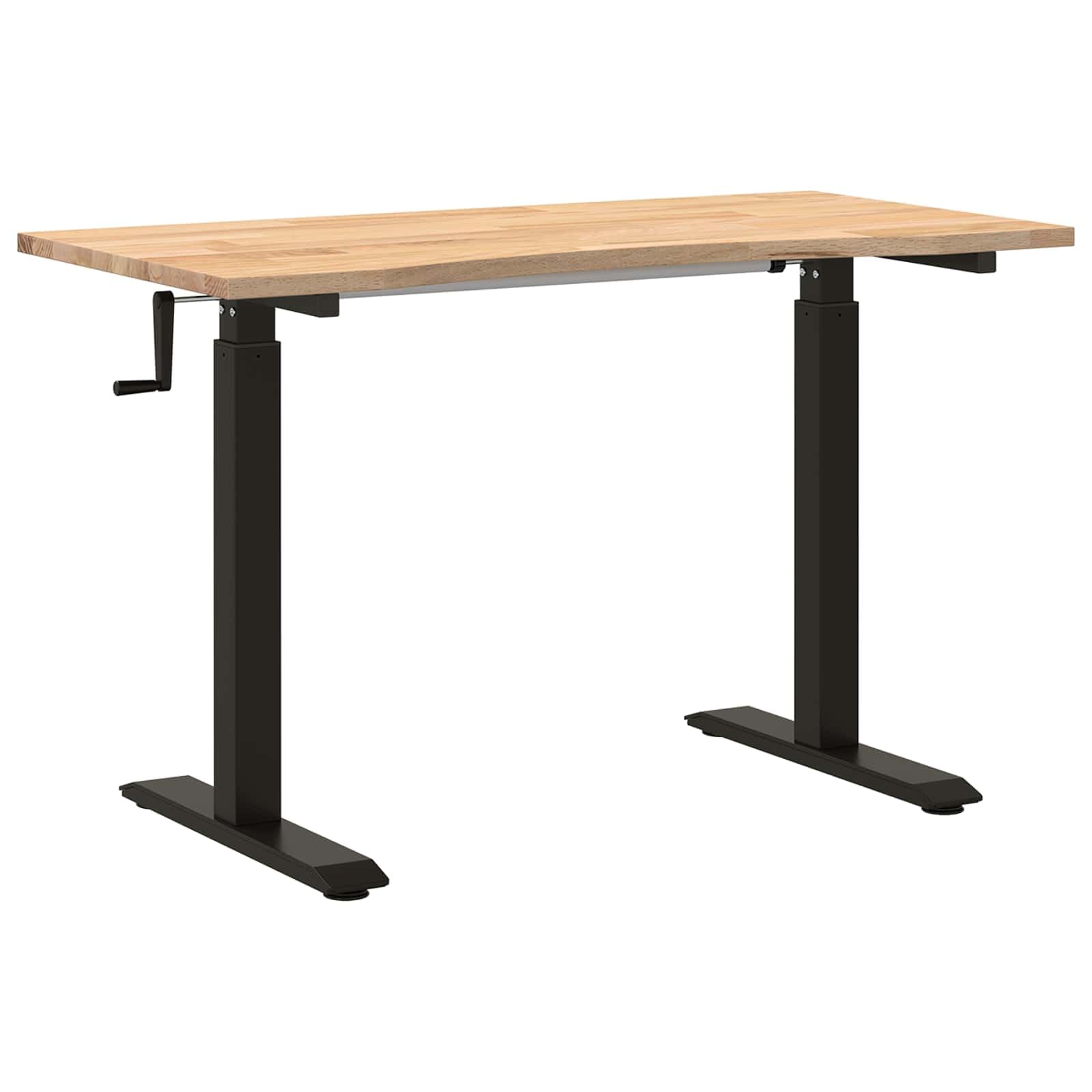 Bureau Réglable en Hauteur Noir et Naturel 120 x 60 cm Bois de Chêne Massif