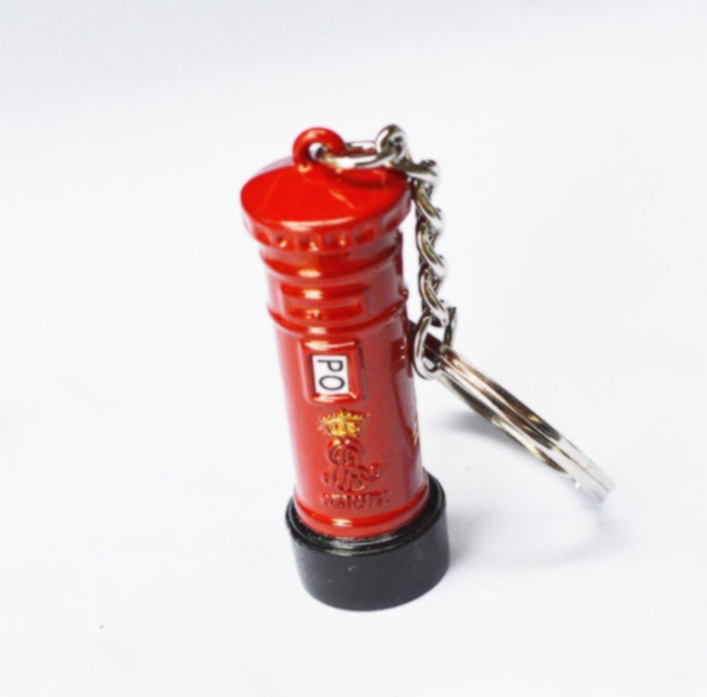 BeeSpring The Streets of London Red Pillar-Box Post Box Model Mailbox Post Box Charm Keyring Key Ring Creative Key Chain British Tourist Souvenirs Keychain Key Chain