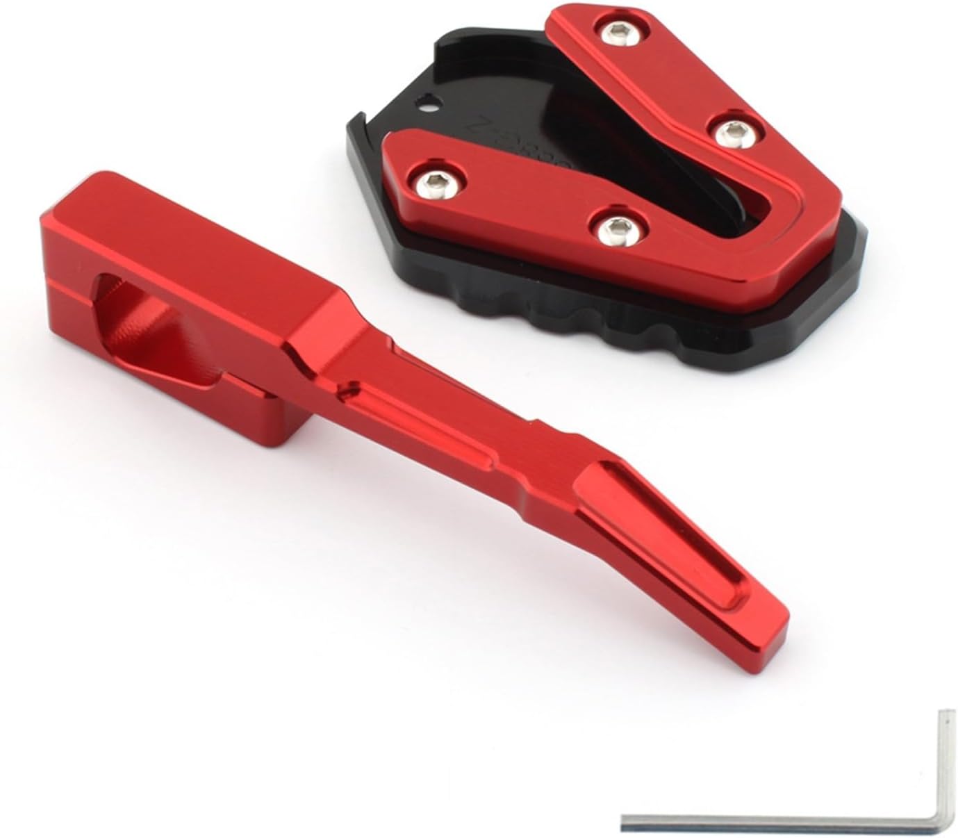 2Pcs Motorcycle Kickstand Pad Side Stand Foot Extension Support Plate Compatible with Zontes 368G 2024-2025 (Red)