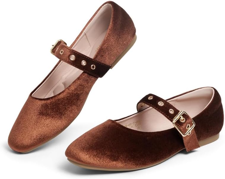 Mary Jane Shoes Women Ballet Flats with Strap Buckle Closed Toe MaryJanes Shoes Ballerina Flats for Women Dressy Comfortable