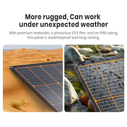 Image of FlexSolar 120W Portable ETFE Solar Panels for Power Station Generators 20.9V Foldable Solar Cell Monocrystalline Chargers with Kickstand P68 Waterproof Power Outage Emergency for Camping Van RV