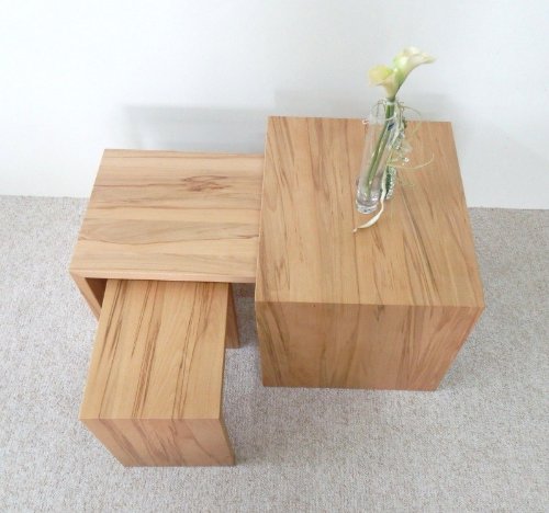 Möbel Weddeling Dreiteiliger Beistelltisch Palermo 3-teilig | Aus Massiv Kernbuche | Naturbelassen - B00JR3J0VG Möbel Weddeling Dreiteiliger Beistelltisch Palermo 3-teilig | Aus Massiv Kernbuche | Naturbelassen
