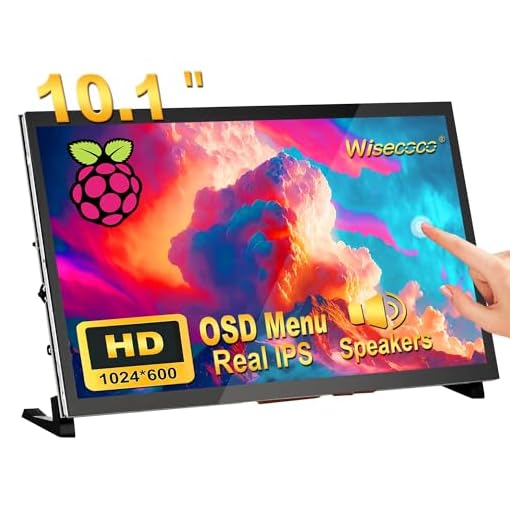 wisecoco No-Cable-Needed Dual-Speaker with OSD 10.1 inch Raspberry Pi LCD Touch Screen Portable Monitor IPS 1024 * 600 HDMI Touchscreen Display for RPi 4B 4 3b+ 3 2 Zero B B+ Windows Drive-Free