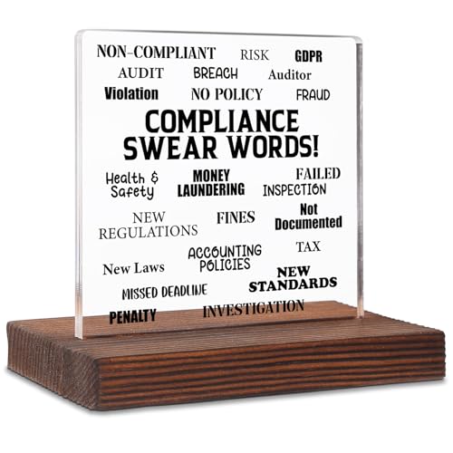 Funny Compliance Officer Gift, Compliance Swear Words Acrylic Desk Sign for Risk, Audit, or Accounting Teams, Office Decor for New Job Farewell Retirement Promotion Gift Ideas for Auditors SKT247