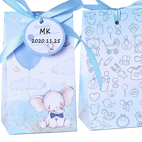 Lot de 50 boîtes à dragées pour baptême, naissance, anniversaire, avec 50 cartes pour bonbonnières, dragées de baptême, cadeaux pour fête