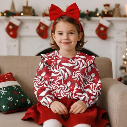 Cute Top for Girls 1-8T Lightweight Soft Sweatshirt Ruffle Sleeve Hoodie for Kids Casual Crewneck Pullover Tops3