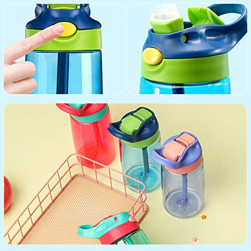 480ml Cartoon Drinkware Lekbestendig Kinderen Kids BPA Gratis Drinkfles Drinkbeker Water Fles met Rietjes (Blauw) - Image 6