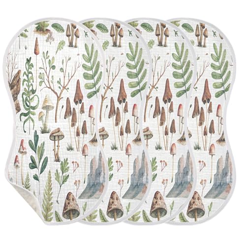 Kigai Snail Mushroom Baby Burp Cloths Extra Soft and Absorbent Burping Rags Cotton Burping Clothes Baby Washcloths for Newborn Boys Girls - 2 Pack3
