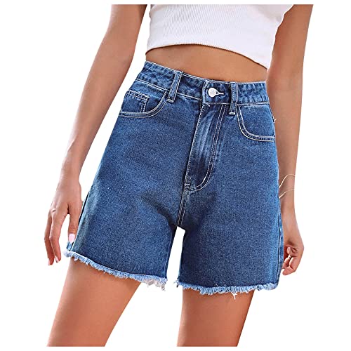 Women's Jean Shorts 2023, Baggy Denim Shorts Women Fitness Long Shorsts Women's Denim Shorts High Waist Solid Color Spring Summer Casual Shorts Bermuda For Plus Size S With Pockets (Xs, Royal Blue) #TOP22