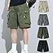 DMMWCX Men's Shorts Summer Thin Men's Shorts Overalls Side Pocket Loose Jogging Pants Basketball Shorts -Khaki-L (30-31)