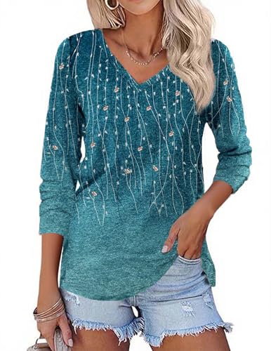 Zeagoo Womens Long Sleeve T Shirts V Neck Soft Basic Tee Loose Fit Casual Tops Fall Fashion