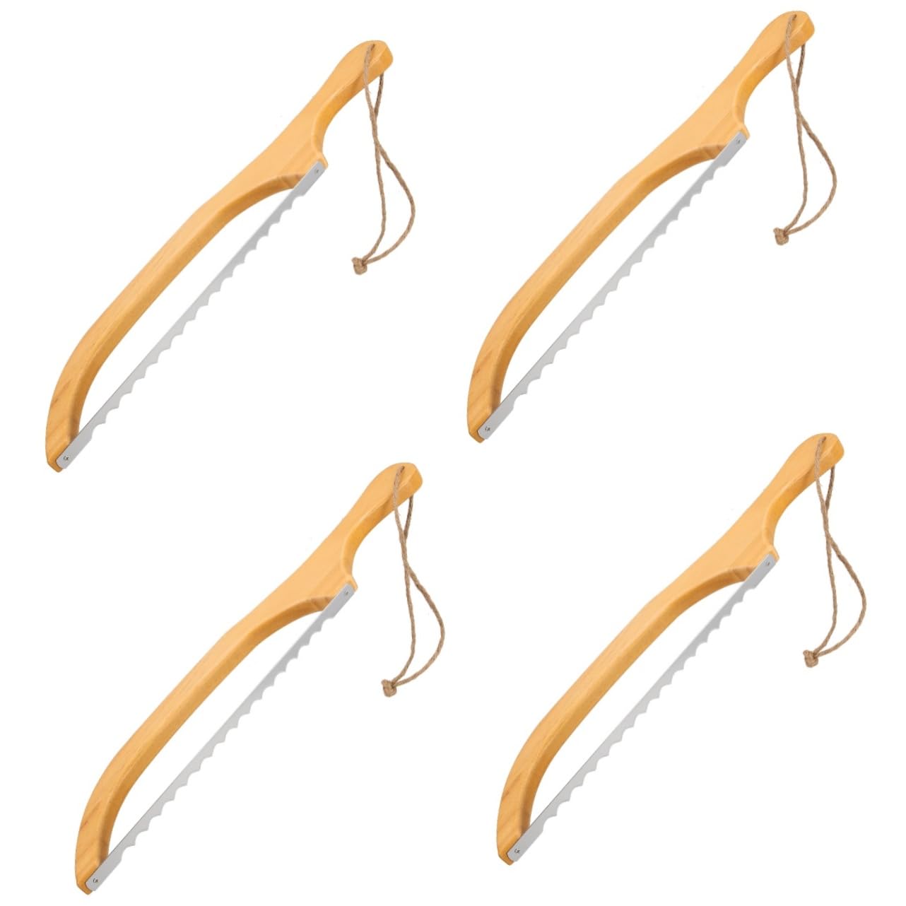 IMIKEYA 4juegos Cortadora De Pan De Acero Inoxidable y Madera Herramienta Reutilizable Para Cortar Pan y Rebanar Pasteles Para Uso Cocina y Repostería