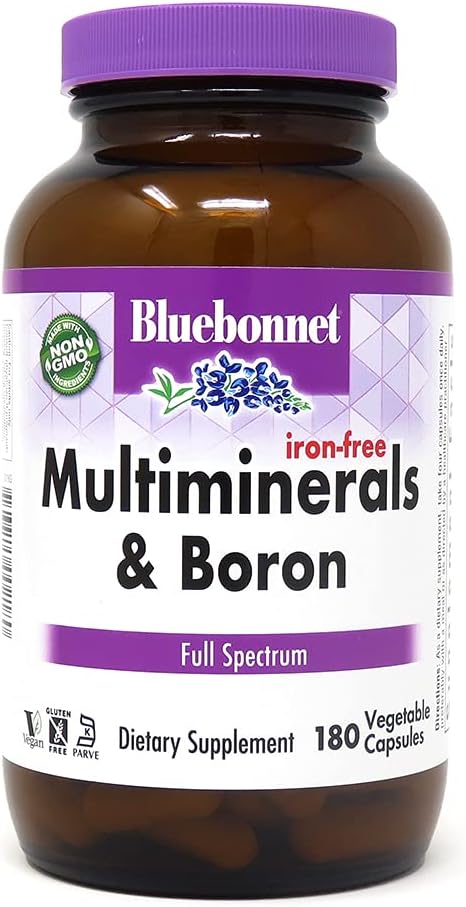 BlueBonnet Multi Minerals Plus Boron No Iron Vegetarian Capsules, 180 Count : Health & Household