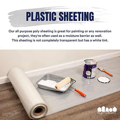 Image of Plasticplace PS101006 Extra Heavy Clear Plastic Sheeting │ 6 Mil │ 10'W x 100'H (1 Roll)