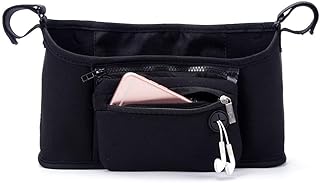 QEES Bolsas de asiento para silla de ruedas, incluye 2 bolsas, bolsa universal para scooter de movilidad móvil, funda de almacenamiento duradera para andar y andar, bolsa para silla de ruedas (negro)