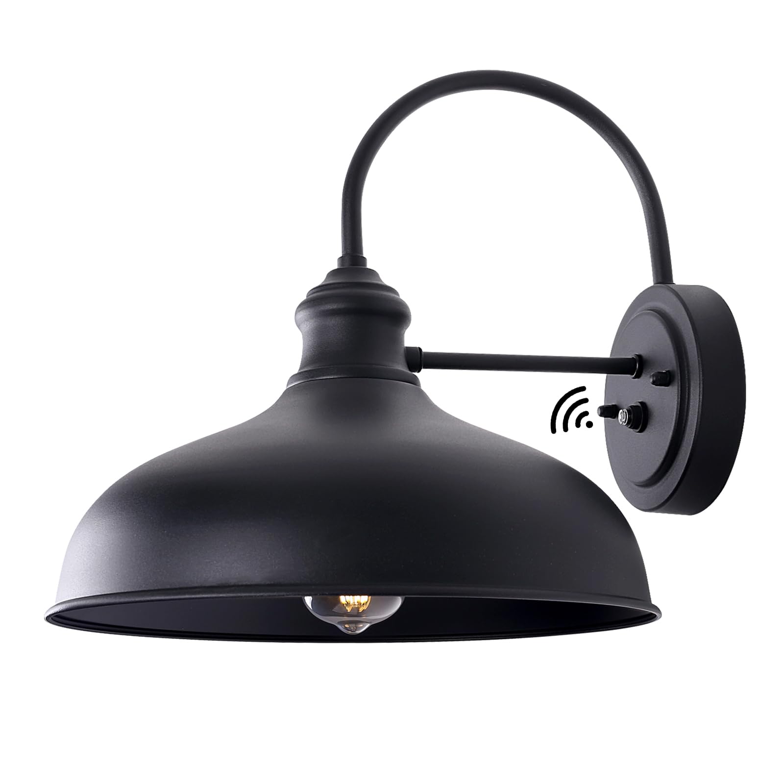 12in Dusk to Dawn Outdoor Barn Light Black Exterior Gooseneck Light Fixture Wall Mount Farmhouse External Wall Sconce Fixture 1 Pack Outside Porch Barn Wall Lighting for Yard Garage