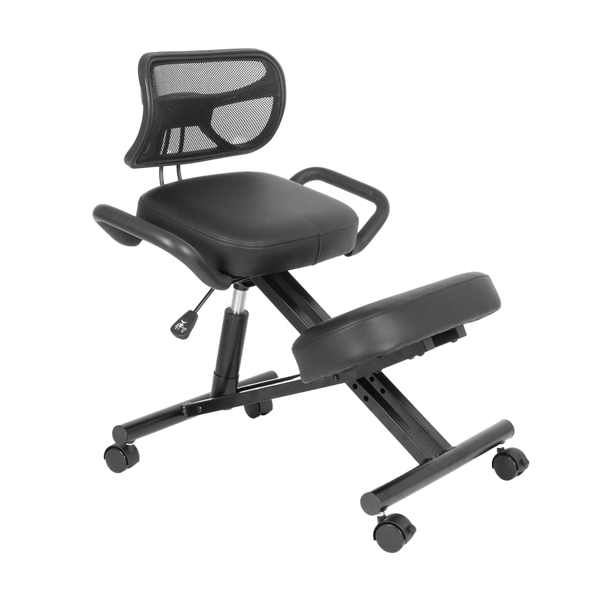 Spacetronik Kniestuhl Ergonomisch mit Rückenlehne, Kniehocker Höhenverstellbar 45–65 cm, Bürostuhl zur Korrektur der Sitzhaltung, Rollhocker für Büro & Home Office, Stahlrahmen bis 125 kg