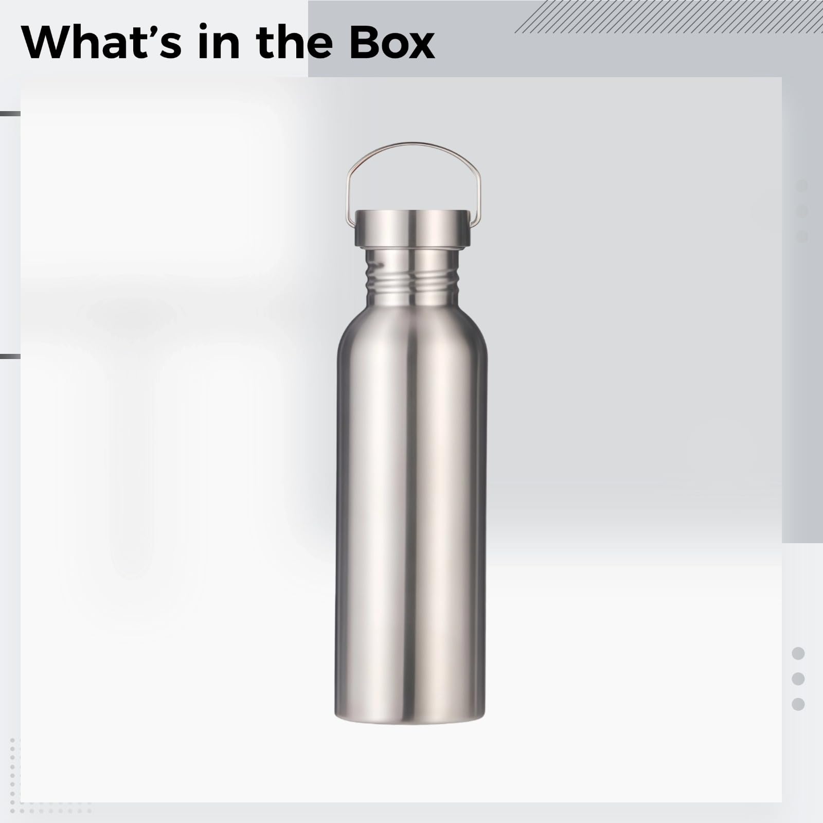 750 ml Edelstahl Trinkflasche, für Ultralight Backpacking und Wandern, einlagiges Design, abnehmbarer Metallgriff, mit Isolierhülle und Reinigungsbürste, für Outdoor Sport und Reisen