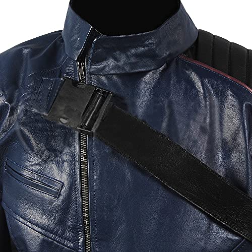 Mens The Falcon and The Winter Soldier War Bucky Barnes Cosplay Blue Biker Faux Leather Jacket2