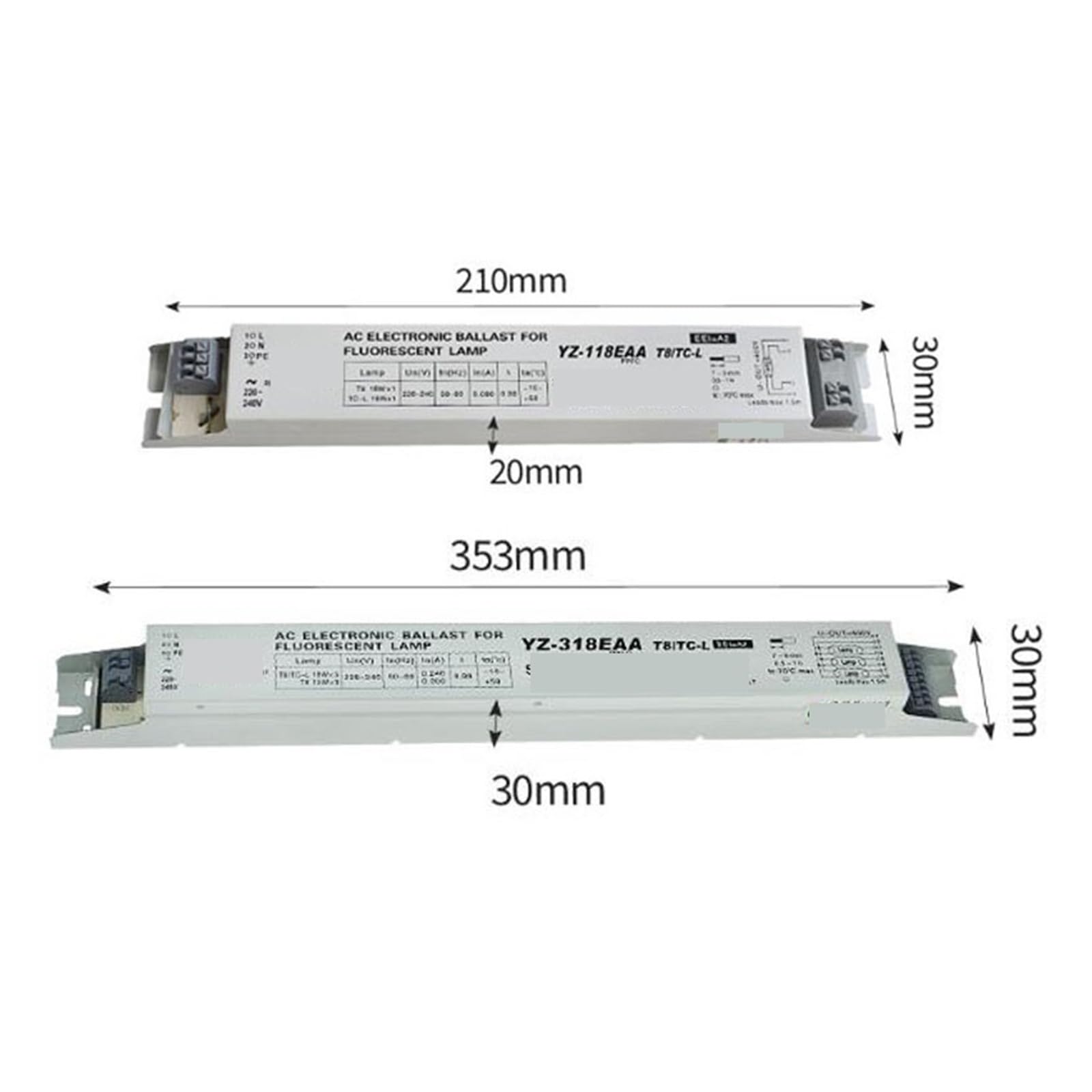 YZ-118EAA YZ-218EAA YZ-218EAA YZ-318EAA One for T8 Prostownik do lampy fluorescencyjnej 18W/20W (YZ-118EAA)