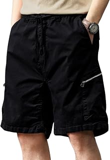 Leriya Fashion Men’s Cotton Cargo Shorts with Elastic Drawstring Waist | Multiple Utility Pockets & Zipper Side Pocket | S... Price In India