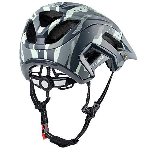 Road & Mountain Bike MTB Helmet for Adult Men Women Youth, with Removable Visor and Adjustable Dial (Camouflage Green)