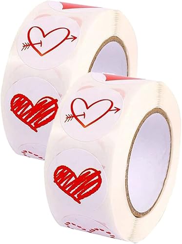 Ciieeo 2 Rolls Heart Decor Scrapbooking Stickers Impresora De Sticker Candy Bags Sealing Decal Heart Roll Stickers Heart Shape Stickers Heart Label