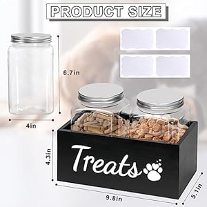 Farmhouse dog treat container 2 jars airtight pet food storage 2 0l black   cucciolini doodles