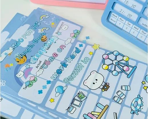 Kamini Enterprise Portable Self-Discipline Chores Chart Daily Checklist Board With 15 Pcs Blank Paper Sliding Morning Routine Chart | Planning Boards Reminder Chart for Home School Office (1ps/Blue) 3
