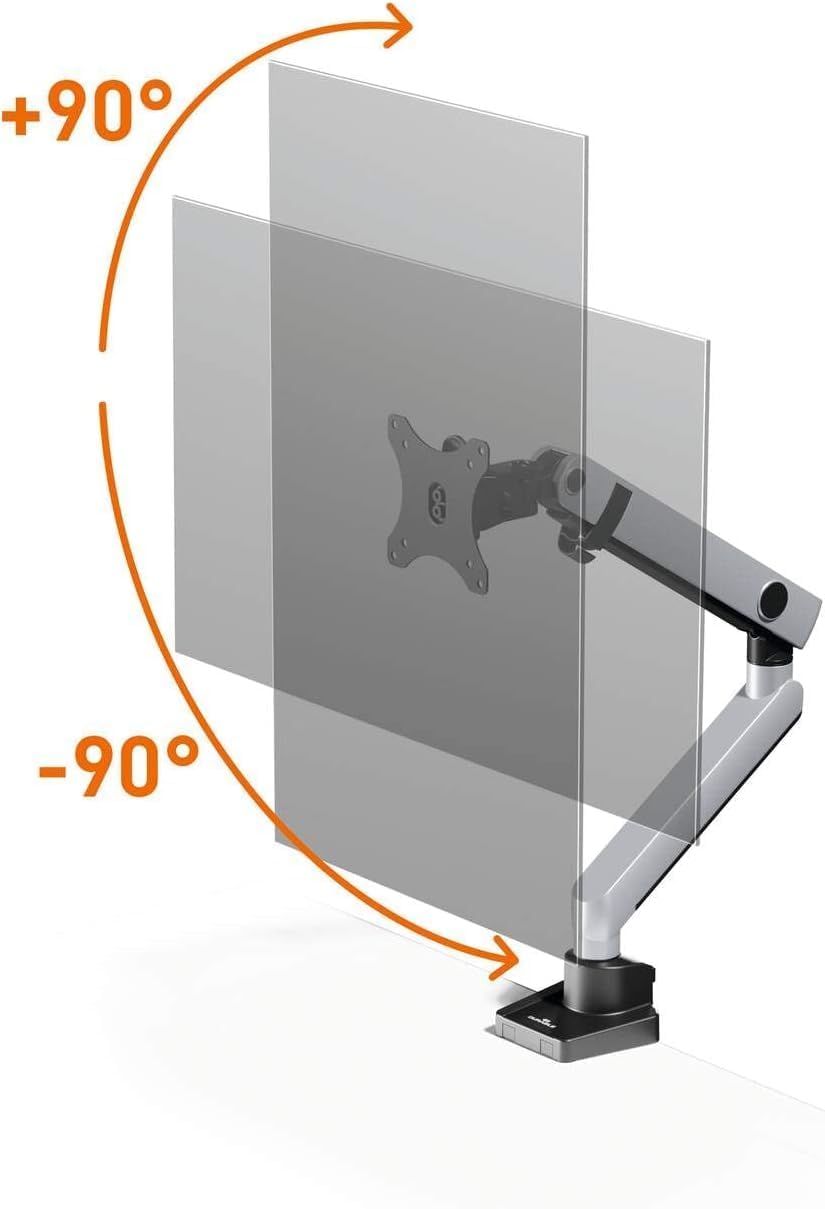 Durable Monitor Mount Select for 1 Screen - Monitor Stand with Clamp for Desks - VESA 75/100 - for Screens Upto 32 Inches - Height Adjustable, Rotate & Tilt - Securely Holds Screens Upto 8KG