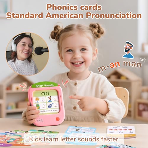 Image of JoyCat Kids Learning Tablet, Phonics Talking Flash Cards, Learn to Read with 156 Pages, 40+ Themes, 600+ Words, 100+ Interactive Games, Screen-Free Learning Toys Birthday Gifts for 2-6 Year Old