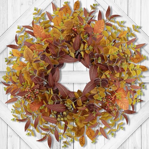 JDKPK Fall Wreaths for Front Door 24 Inch Large Artificial
