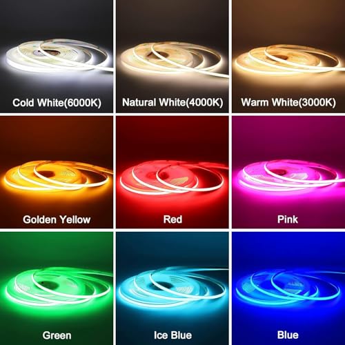 Image of MALIGAZA 5mm Ultra Thin COB LED Strip Red Color DC 24V RA>90 High CRI LED Tape Light, Cuttable Flexible, 16.4FT Super Bright, IP30 for Indoor House Bedroom Room Decor