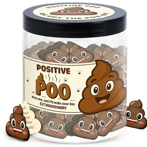 DEARMINE Positive Poo Jar with 60 Affirmation Cards, Emotional Support Poo, Funny Gag for Women, Men, Corwokers, Friends, Poop Emoji Gifts