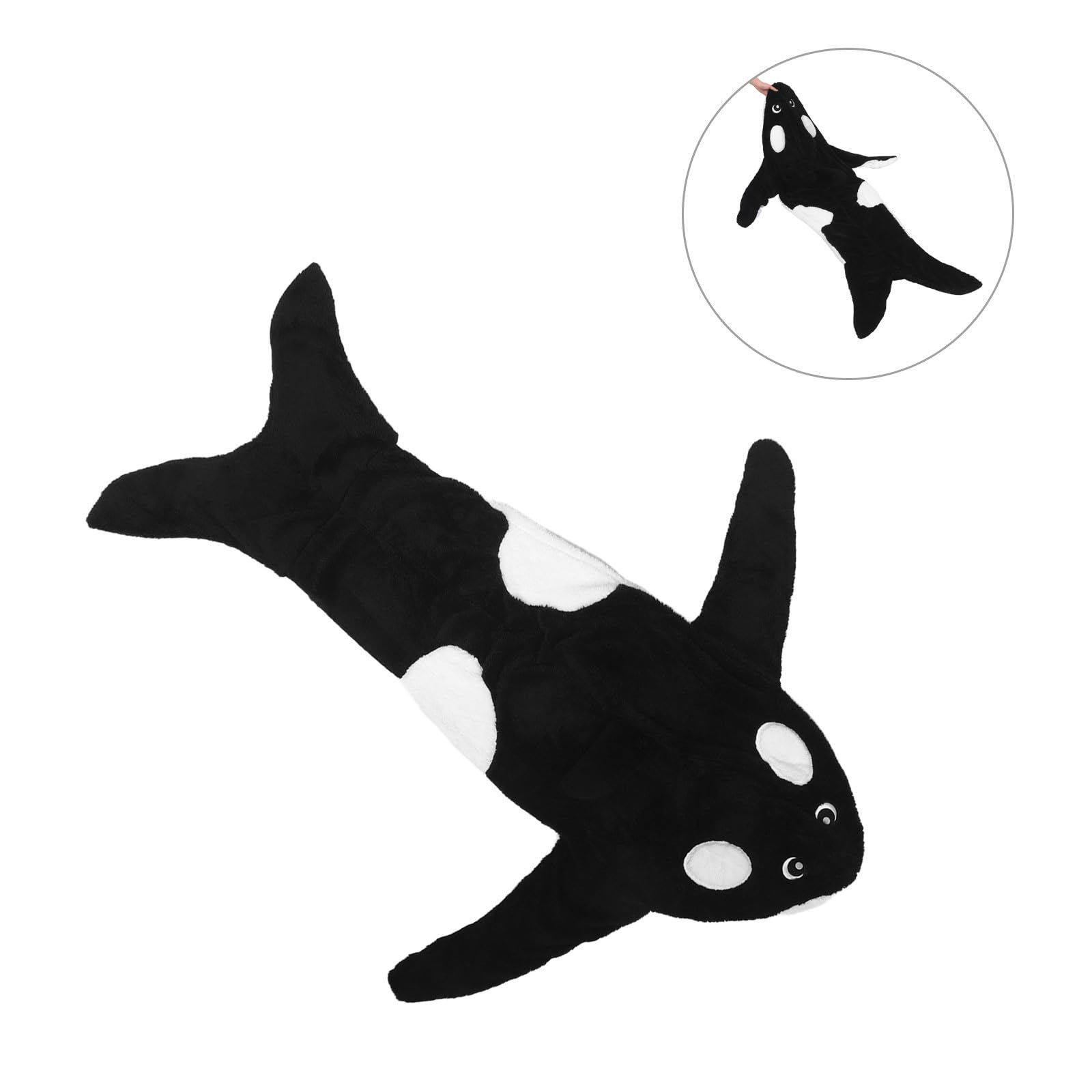 FRCOLOR Pigiama Intero Versatile e Facile da Indossare in Peluche Donna Nero Cappuccio a Forma di Balena Cartoon per Serate Accoglienti Invernali